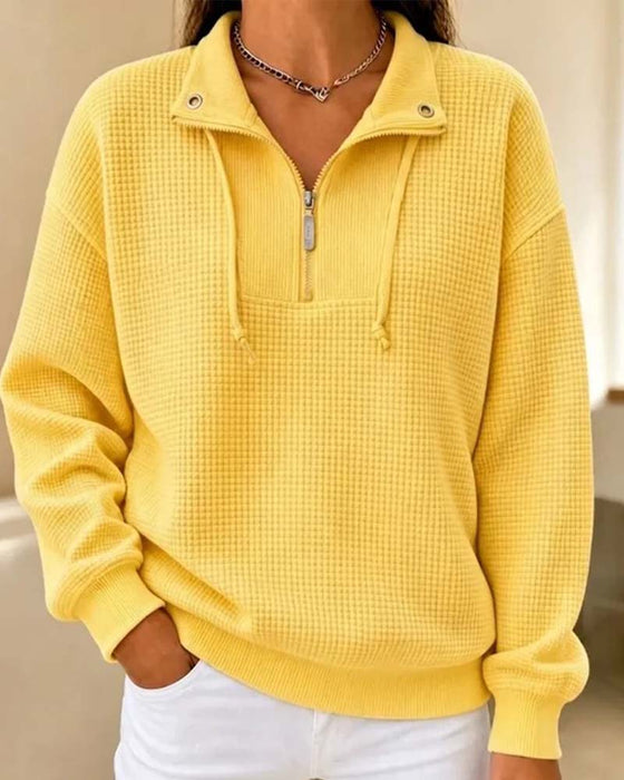 Sweatshirt Vaffel Dragsko Halvzip