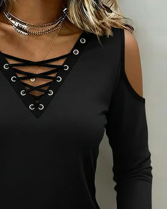 Topp Off-Shoulder Kors Lång Ärm