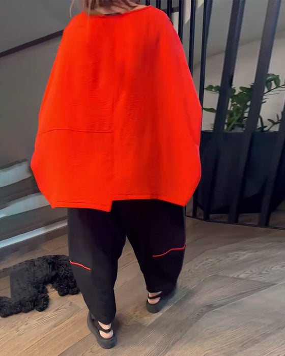 Set Med Lösa Bloomers Casual Färgblockning