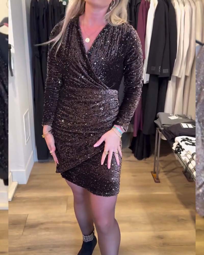 Långärmad Slim-Fit Bodycon-Klänning