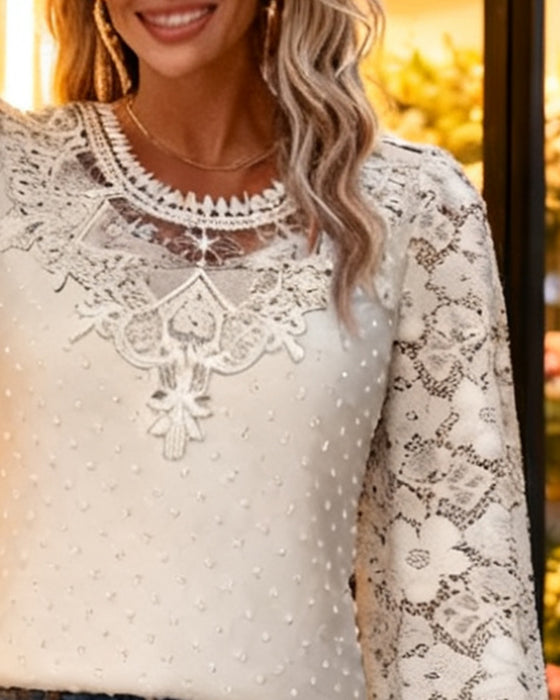 Elegant Blus I Enfärgad Med Långa Ärmar