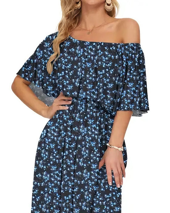 Klänning Elegant Bläcktvätt Blommig Maxi
