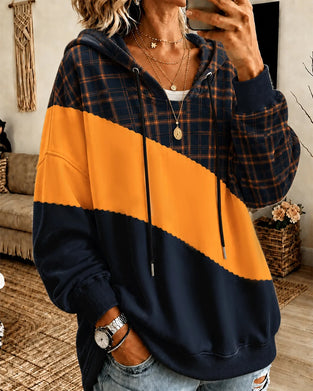 Hoodie Huvförsedd Kontrast Avslappnad