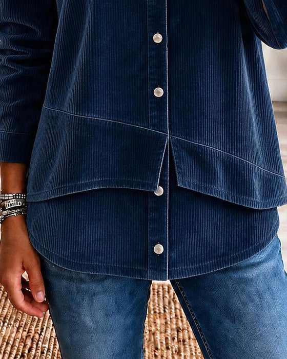 Blus Corduroy Asymmetrisk Fåll