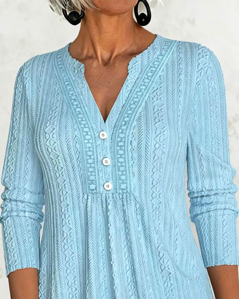 Blus Solid Knapp Casual