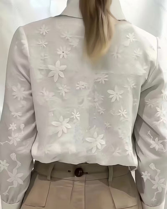 Jacquardblus Med Modernt Spetspatchwork