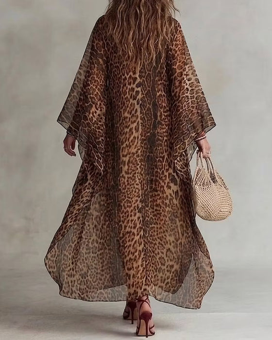 Klänning V-Hals Leopard Helt-Kjol