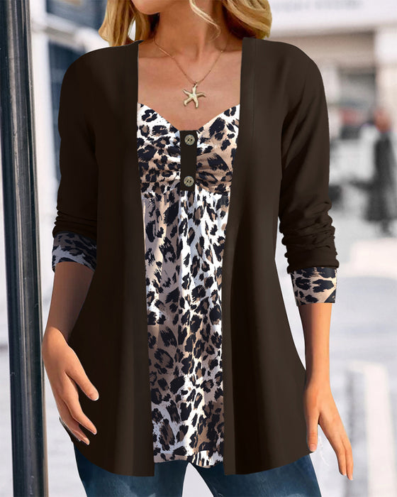 Topp Falsk Tvådelad Leopardprint