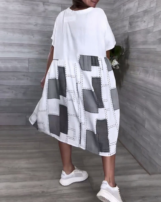 Klänning Gatustil Rund Hals