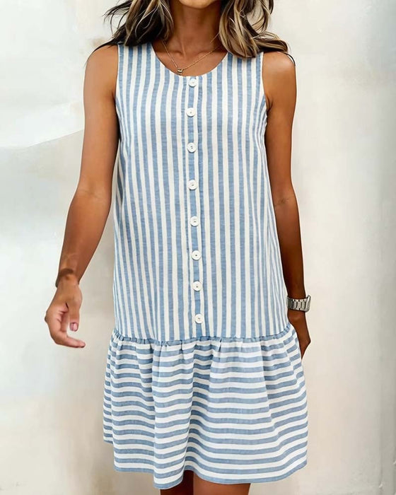 Dress Ärmlös Randig A-linje