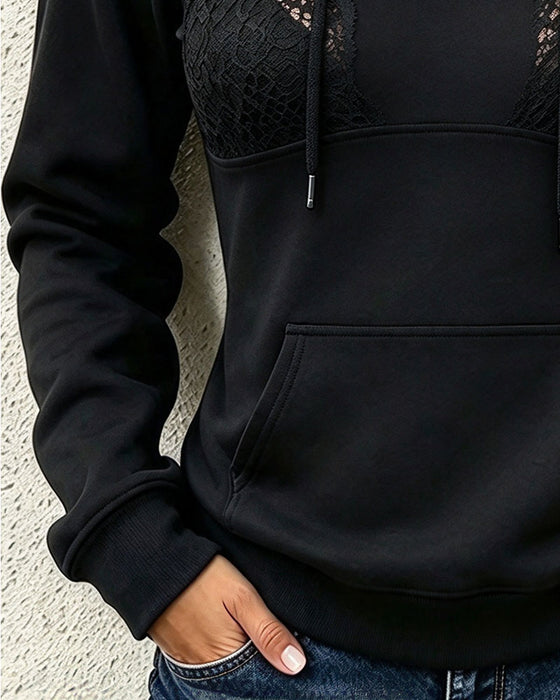 Sweatshirt Halv Dragkedja Med Huva Dragsko