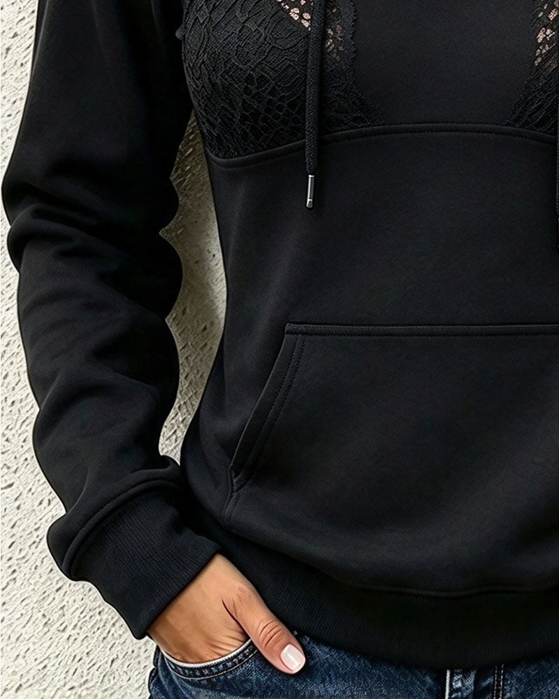 Sweatshirt Halv Dragkedja Med Huva Dragsko
