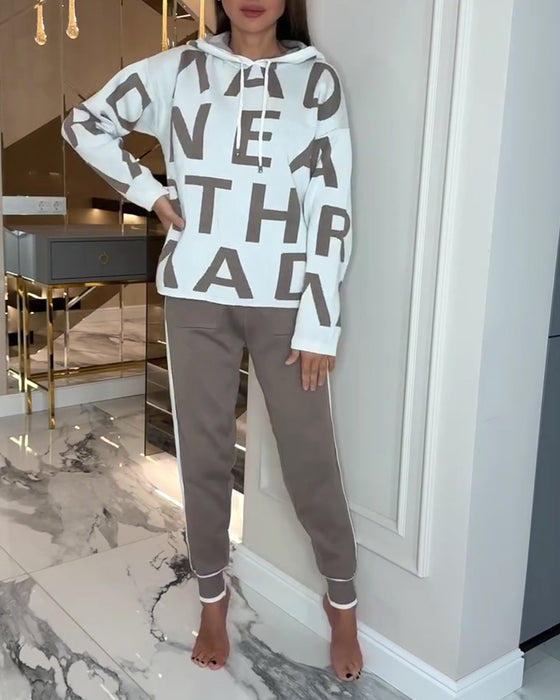 Tvådelad Set Med Huva Och Bokstavsprint