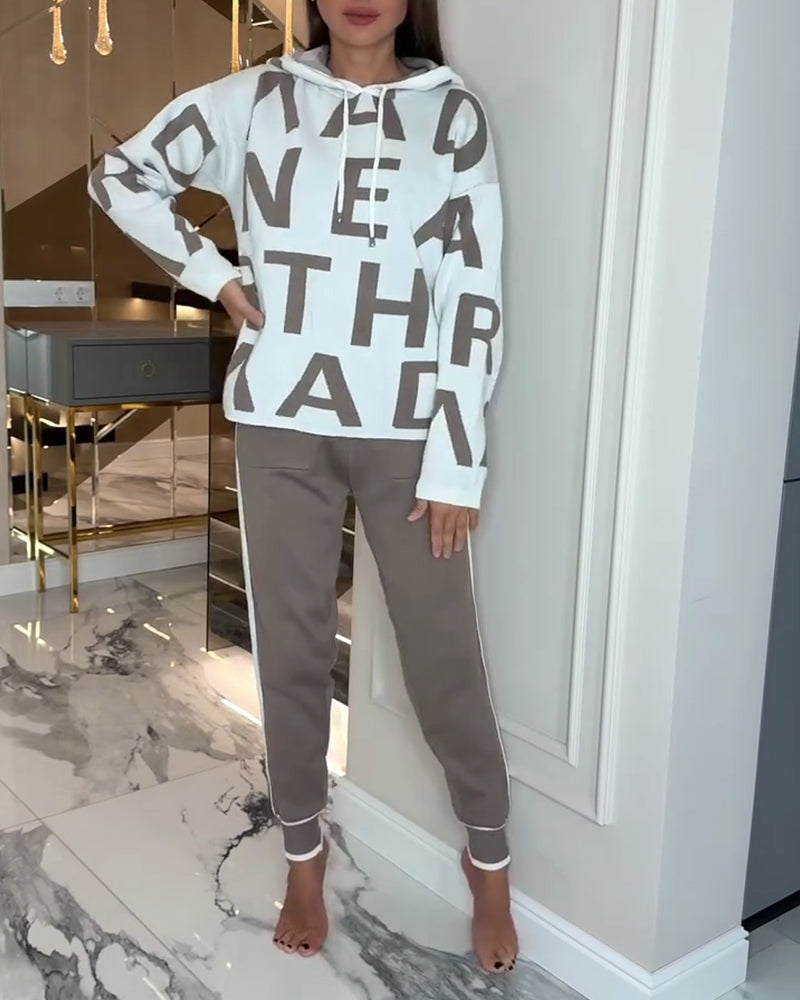 Tvådelad Set Med Huva Och Bokstavsprint
