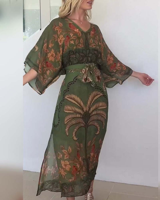 Klänning Tryckt V-Ringad Resort