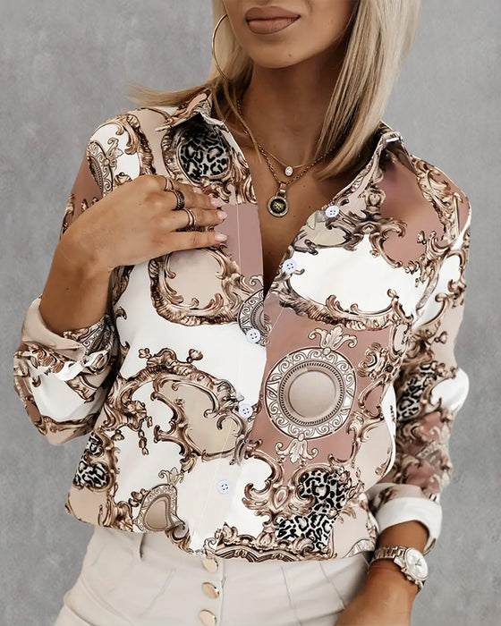Blus Med Old Money Stil Och Knapp-Framsida Design