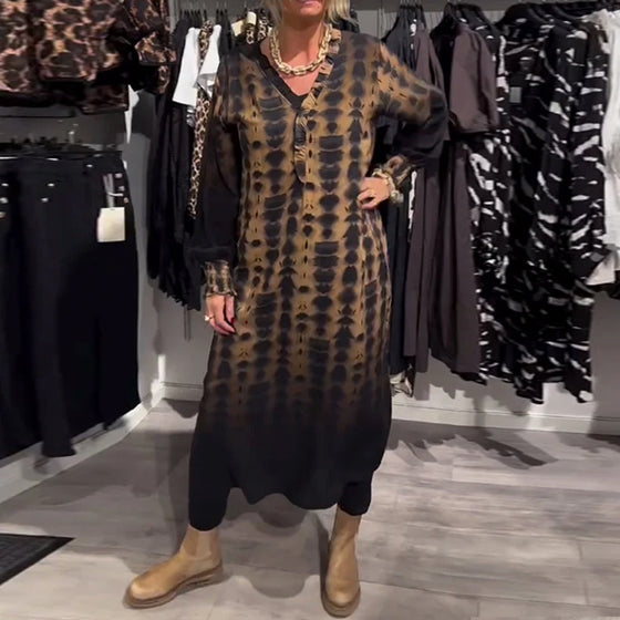 V-ringad långärmad gradientklänning