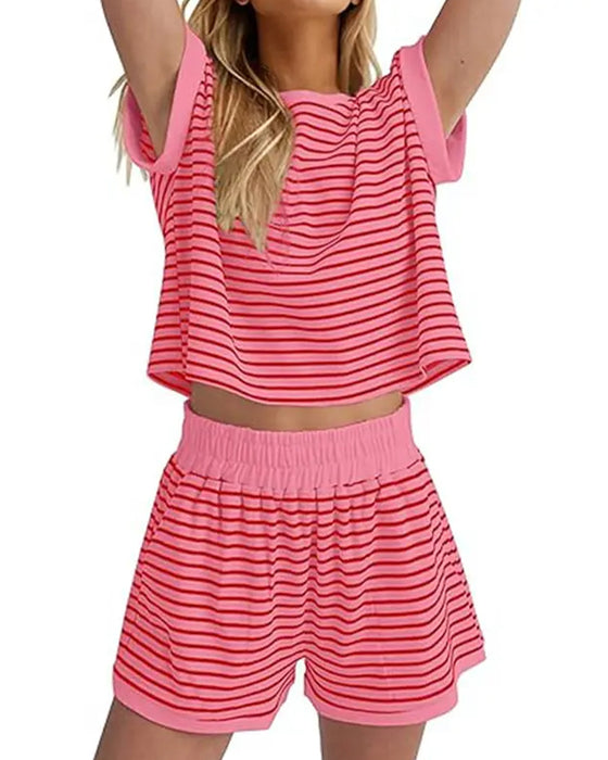 Set Randig Kortärmade Shorts