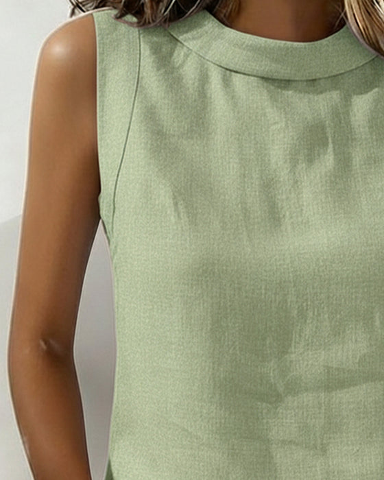 Blus Kraglös Ärmlös Elegant