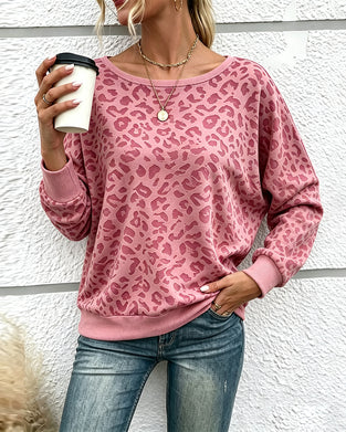 Pullover Sweatshirt Leopard Rundhalsad Drop Axel