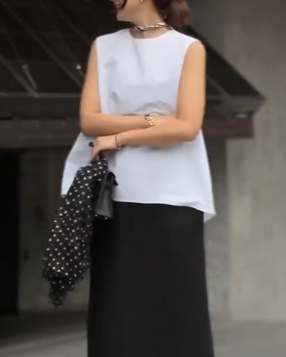 Blus Med Asymmetrisk Ärmlös Väst