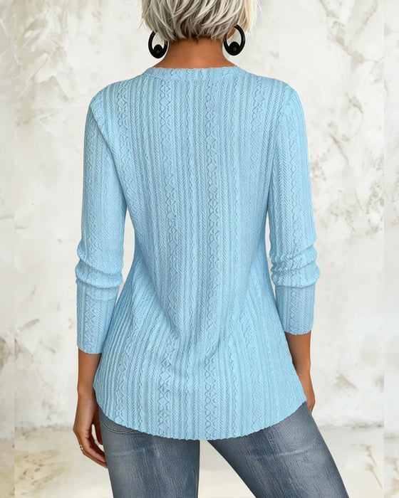 Blus Solid Knapp Casual