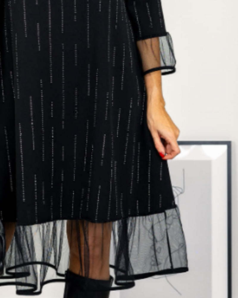 Klänning Nät Inslag Rund Halsringning