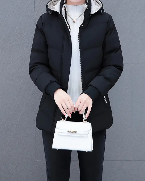 Jacka med varm och avslappnad huva, enfärgad