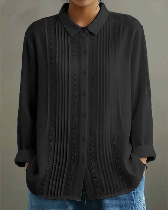 Skjorta Dockkrage Enfärgad Långärmad