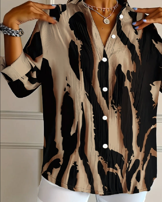 Blus Ståkrage Oregelbundet Tryckt