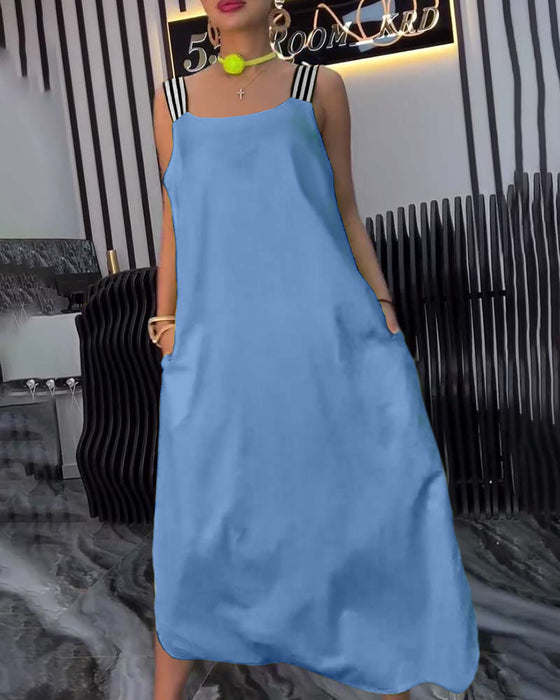 Klänning Med Spliced Hängslen Lös