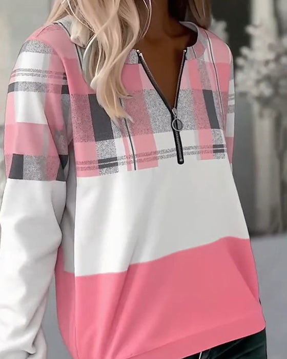 Tröja Avslappnad Rutig Kontrastfärg