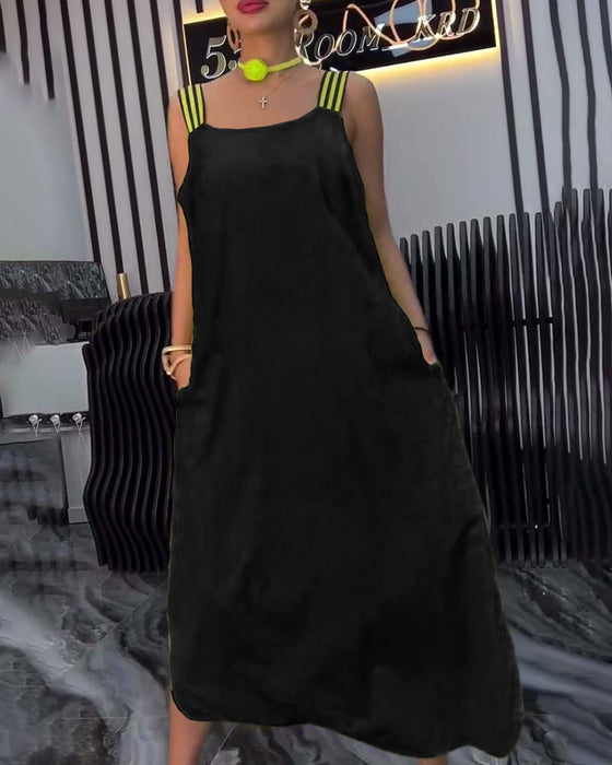 Klänning Med Spliced Hängslen Lös