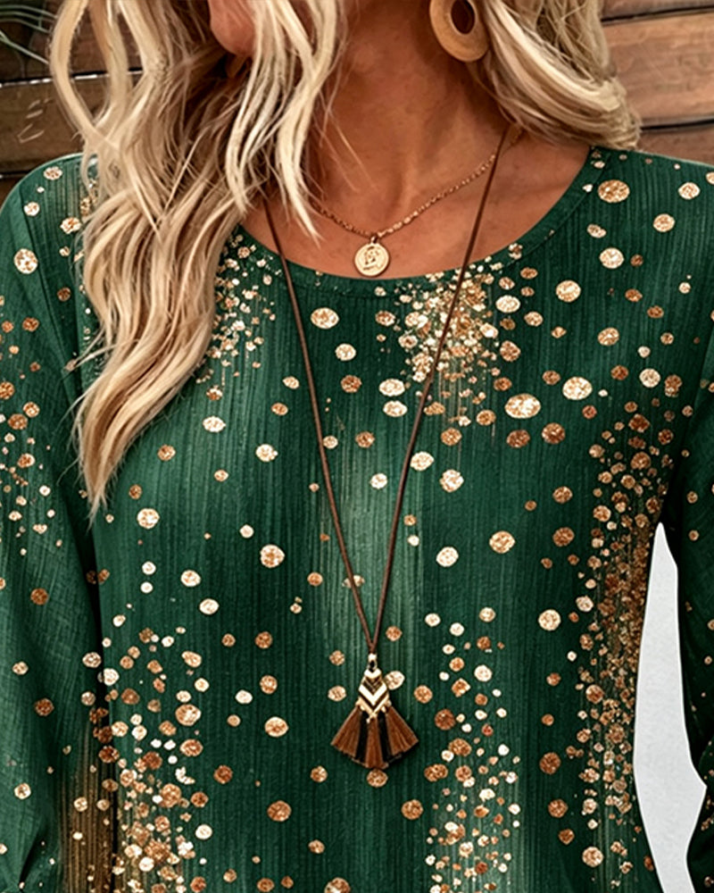 Blus Rundhalsad Polka Dot