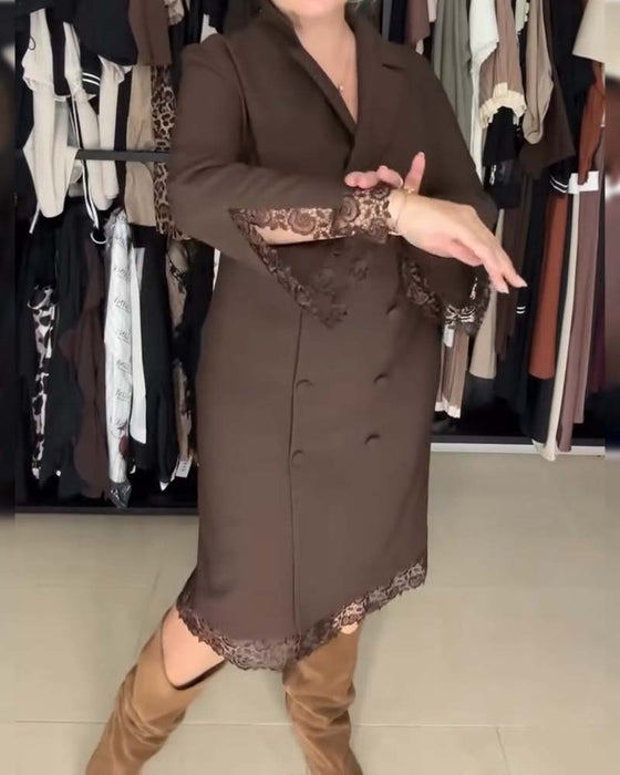 Klänning Delad Ärm Spets Lapparbete Kostym