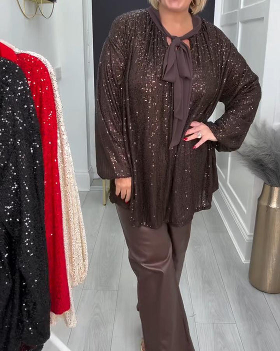 Enfärgad Lösittande Blus Med Lyktärmar