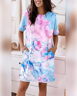 Klänningar Tie-Dye Vätska Tryck Lös
