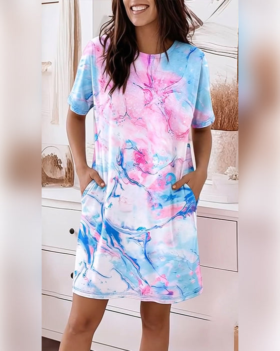 Klänningar Tie-Dye Vätska Tryck Lös