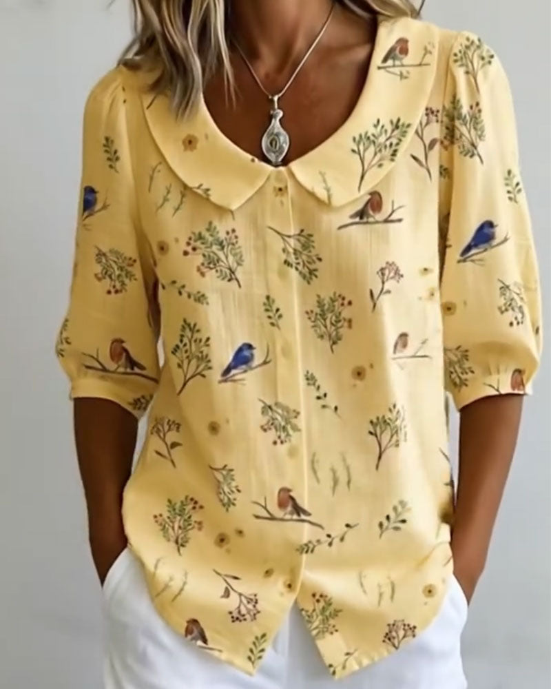 Skjorta Fågelmönster Peter Pan-Krage