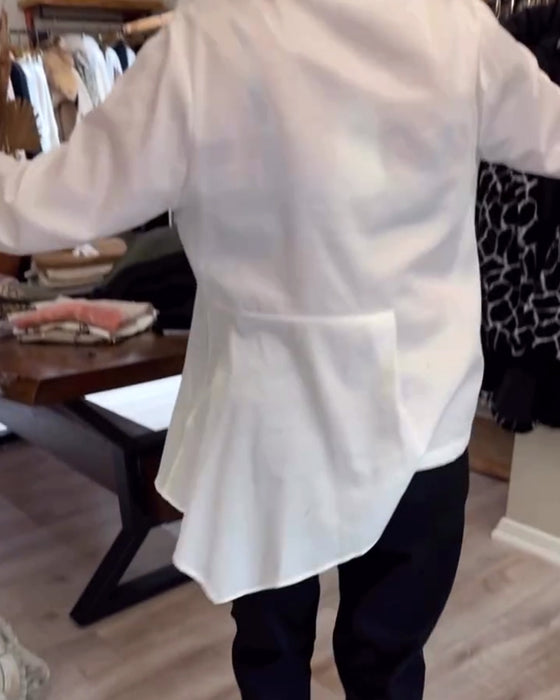 Skjorta Oregelbunden Krage Enfärgad