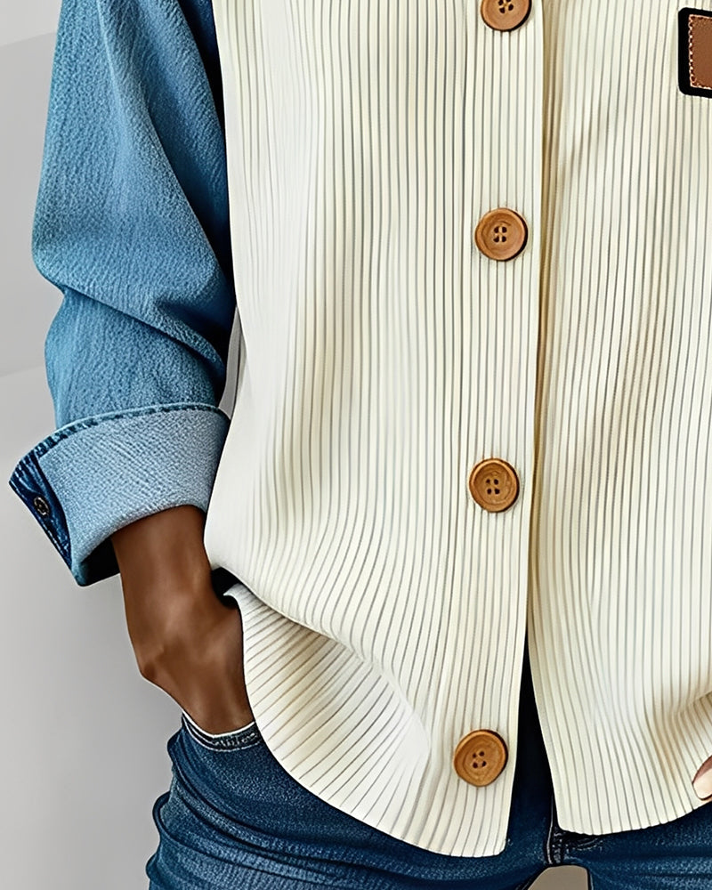 Moderiktig Tröja Med Rund Hals Och Färgblock