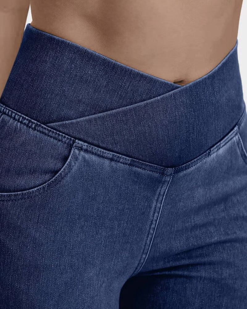 Byxa Hög Stretch Mode Ficka Flare