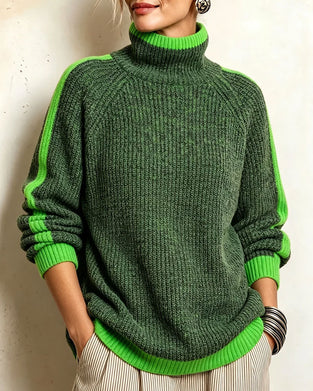 Tröja Turtleneck Kontrast Raglan Ärm