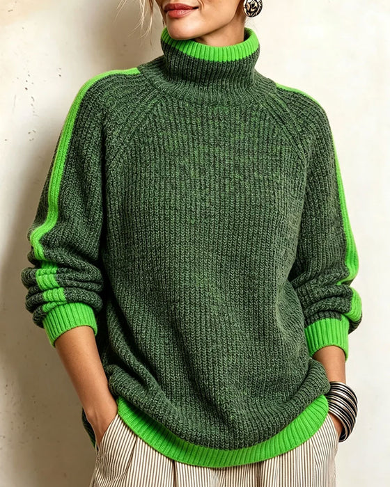Tröja Turtleneck Kontrast Raglan Ärm