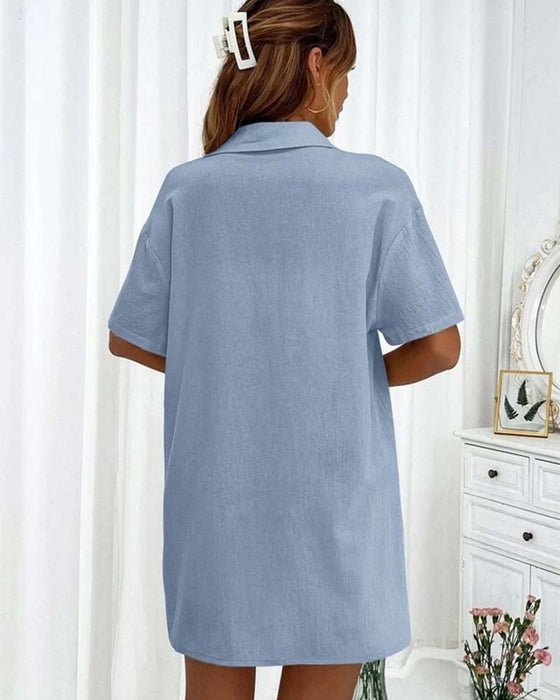 Casual skjorta och shorts set med enfärgad