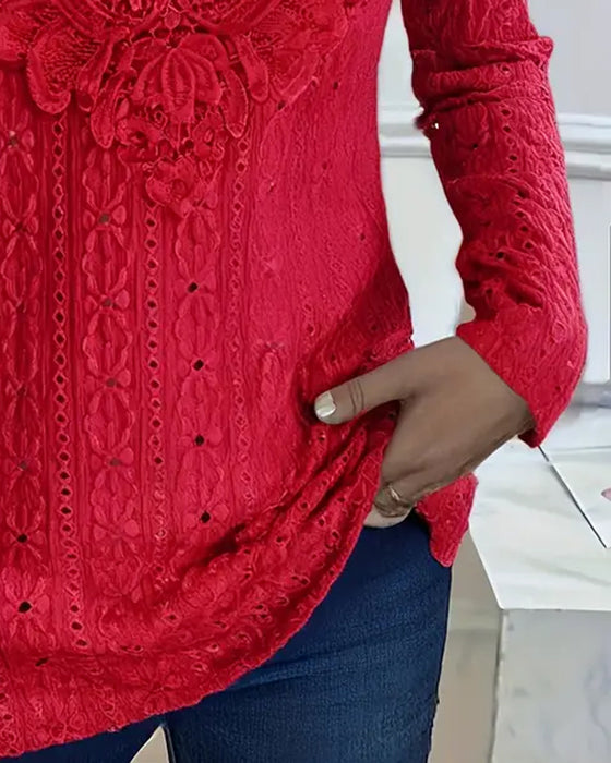 Topp Spetskant Ihålig Långärmad