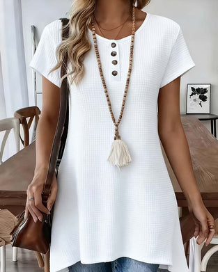 T-Shirt Vaffel Henley Hals Midi