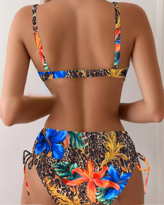 Bikini Bralette Leopard Blommigt Tryck