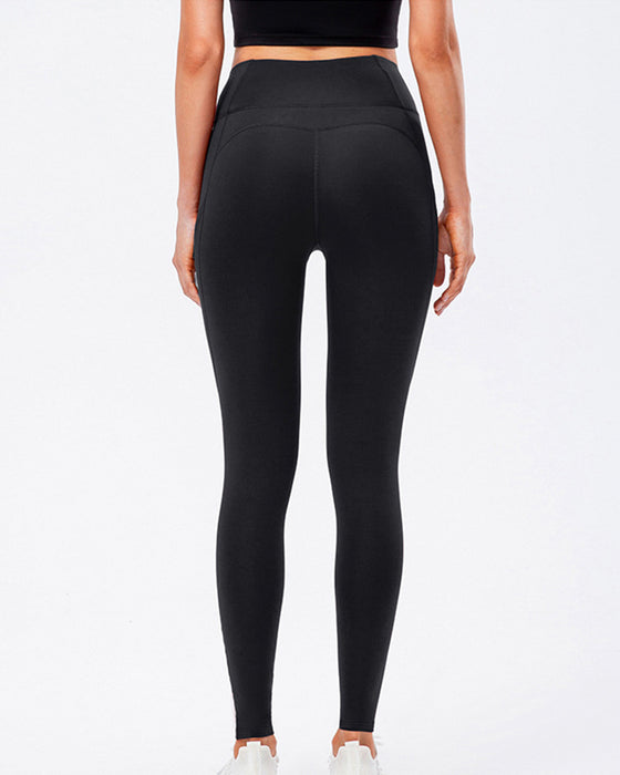 Enfärgade leggings med fleecefickor