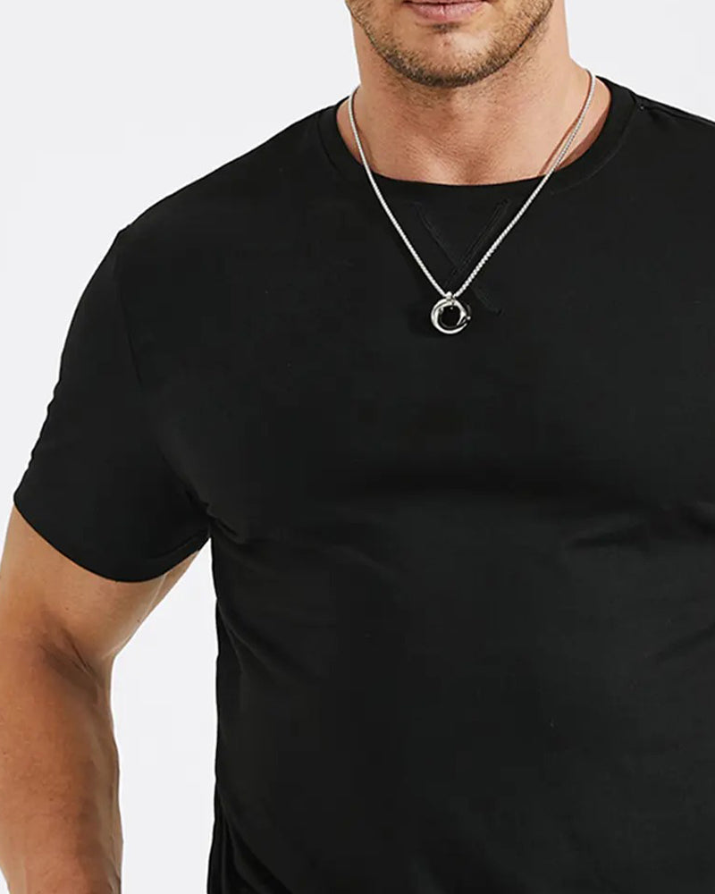 HERRE T-SHIRT ENFÄRGAD KORTHULSA